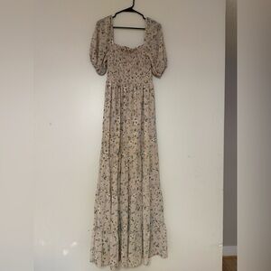 Altar'd State Beige Floral Long Sleeve Dress